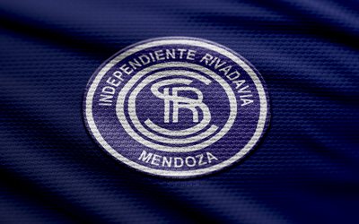 cs independiente rivadavia fabric logotipo, 4k, fondo de tela azul, división de primera argentina, bokeh, fútbol, cs independiente rivadavia logotipo, fútbol americano, cs independiente rivadavia, club de fútbol argentino, independiente rivadavia fc