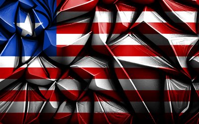 Liberia flag, 4k, stone wave texture, Flag of Liberia, 3D Liberia flag, Liberia state flag, USA, flags of American states, Liberia