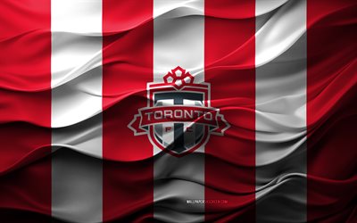 4k, Toronto FC logo, blue red 3d background, Toronto FC emblem, Canadian soccer team, Toronto FC flag, 3d texture, MLS, USA, Toronto FC, soccer, football