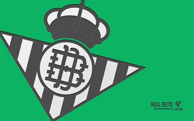 real betis logo, 4k, sfondo verde, art di carbonio, real betis emblem, club di calcio spagnolo, la liga, spagna, real betis, calcio