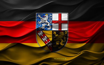 4k, saarlands flagg, tysklands stater, 3d saarland flagga, tyskland, saarlands flagga, 3d  konsistens, saarland, tyska nationella symboler, 3d  konst