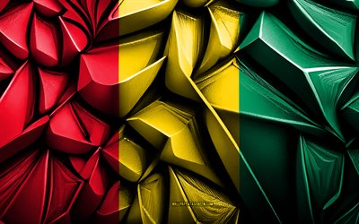 guineas flagg, 4k, 3d  kreativ struktur, guinea 3d  flagga, afrika, guinea, 3d  konst, afrikanska länder