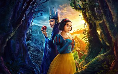 bianco come la neve, 4k, poster, film 2025, fan art, disneys biancaneve, opera d'arte, disney