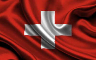 flag of Switzerland, Switzerland flag, Swiss flag, Switzerland, Red silk, fabric