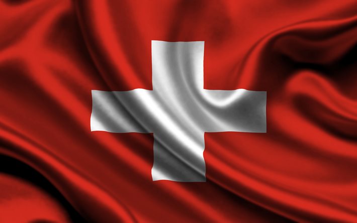la bandera de Suiza, Suiza, bandera, bandera de Suiza, Rojo de seda, tela