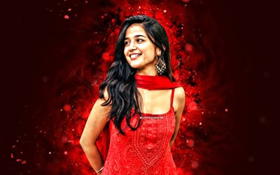 Vishakha Pandey, 4k, red neon lights, indian actor, Bollywood, movie stars, artwork, picture with Vishakha Pandey, indian celebrity, Vishakha Pandey 4k