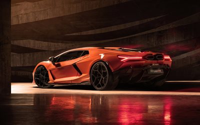 2024, Lamborghini Revuelto, 4k, rear view, exterior, orange supercar, orange Revuelto, Italian sports cars, Lamborghini