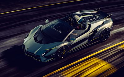 2023, Lamborghini Autentica, 4k, top view, exterior, roadster, supercar, racing cars, gray Lamborghini Autentica, Lamborghini