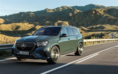 2027, mercedes benz gls, 4k, vorderansicht, außen, gls klasse, grüner mercedes benz gls, neuer mercedes benz gls 2027, deutsche autos, mercedes benz