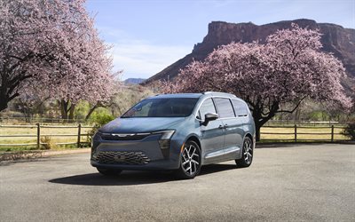 2027, chrysler pacifica, 4k, vorderansicht, außen, blauer chrysler pacifica, neuer chrysler pacifica 2027, amerikanische autos, chrysler