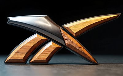 Reebok wooden metal logo, 4k, minimalsim, dark background, creative, Reebok two-material logo, Reebok 3D logo, fashion brands, Reebok logo, Reebok