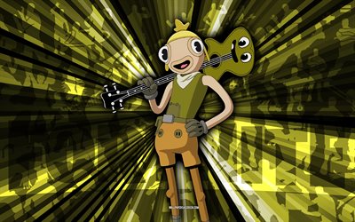 4k, jonesy toona, fondo de rayos verdes, piel de hiro, jonesy toona fortnite, arte abstracto, piel fortnite jonesy toona, personajes fortnite, fortnite, arte creativo