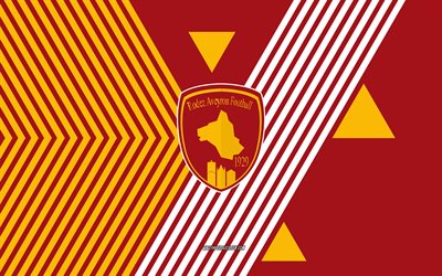 Rodez AF logo, 4k, French football team, burgundy yellow lines background, Rodez AF, Ligue 2, France, line art, Rodez AF emblem, football