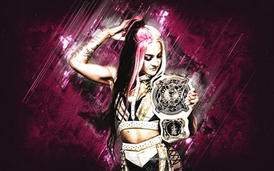 Dakota Kai, WWE, American wrestler, pink stone background, grunge art, USA, wrestling, Cheree Georgina Crowley, Dakota Kai WWE, World Wrestling Entertainment, WWE Champion