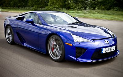 lexus lfa, 4k, desenfoque de movimiento, coches 2012, hdr, superdeportivos, especificaciones del reino unido, lexus lfa azul, 2012 lexus lfa, autos japoneses, lexus