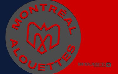 logotipo de los alouettes de montreal, 4k, fondo rojo, arte del carbono, cfl, emblema de los alouettes de montreal, equipo de fútbol canadiense, canadá, alouettes de montreal, fútbol americano