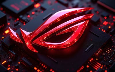 asus rog röd kristalllogga, 4k, rött neonljus, svart teknik bakgrund, asus rog emblem, asus rog röd kristallskylt, asus rog logotyp, svart techno bakgrund, asus rog, republic of gamers, rog logotyp, rog