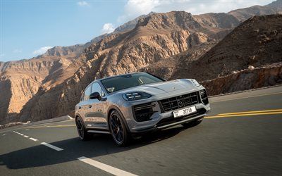 porsche cayenne turbo gt, 4k, montañas, 2026 coches, camino, cruces, porsche cayenne, porsche cayenne 2026, coches alemanes, porsche