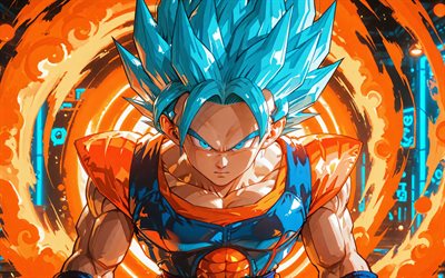 4k, bleu super saiyan, vortex de feu, dragon ball, dieu super saiyan bleu, dragon ball super, bleu galactique, dbs, dragon ball bleu vegito, supa saiya jin buru, personnages de dragon ball, super saiyan dieu super, végérot bleu, ssjb, ssgss, ssjgssj