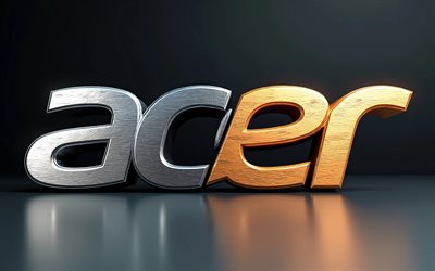 Acer wooden metal logo, 4k, minimalsim, dark background, creative, Acer two-material logo, Acer 3D logo, electronics brands, Acer logo, Acer