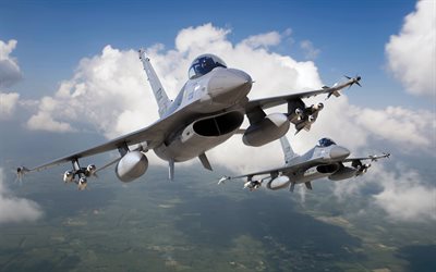 4k, 록히드 마틴 f 16a 싸움 팔콘, 미국 공군, 아메리칸 파이터, 하늘에서 f 16, 군용 항공기, f 16, 미국
