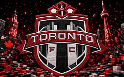 Toronto FC fabric logo, 4k, black red 3D background, MLS, soccer, Toronto FC logo, football, Toronto FC 3D logo, Toronto FC, canadian soccer club, FC Toronto