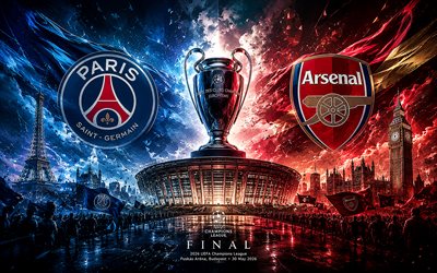 final de la liga de campeones de la uefa 2026, psg vs arsenal fc, fondo creativo, psg, arsenal fc, liga de campeones, arte de cristal, final, parís saint germain vs arsenal, parís saint germain, estadio puskás, budapest, partido de futbol, fútbol americano