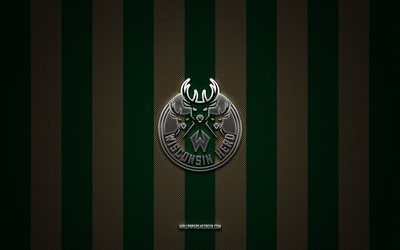 Wisconsin Herd logo, American basketball club, NBA G League, green beige carbon background, Wisconsin Herd emblem, basketball, Wisconsin Herd, USA