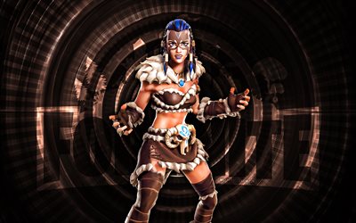 Fyra Fortnite, 4k, brown spiral background, Fortnite, creative, Fyra Skin, Fortnite Fyra Skin, Fyra, Fortnite characters