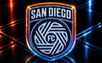 san diego fc  logo, sininen metalli tausta, san diego fc  tunnus, san diego fc:n kristallikyltti, mls, usa, jalkapallo, san diego fc, san diego