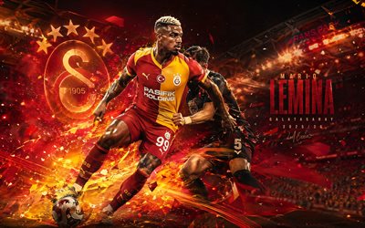 mario lemina, galatasaray sk, fanitaidetta, kastanjanruskea abstrakti digitaalinen tausta, mario lemina galatasaray sk, luovaa taidetta, galatasaray sk logo, mario lemina galatasaray, jalkapallo, galatasaray
