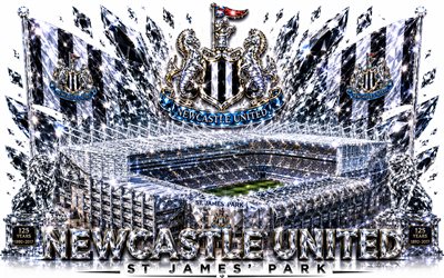 Newcastle United FC logo, 4k, English football club, Newcastle United FC, crystal art, Newcastle United FC emblem, St James Park, Newcastle United, England, football, Premier League, Newcastle United logo