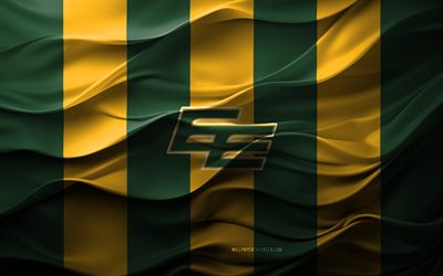 4k, Edmonton Elks logo, green yellow 3D background, Edmonton Elks emblem, CFL, Canadian football team, Edmonton Elks flag, 3D texture, Edmonton Elks, Canada