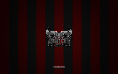 Windy City Bulls logo, American basketball club, NBA G League, red black carbon background, Windy City Bulls emblem, basketball, Windy City Bulls, USA