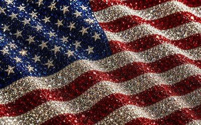bandera americana, 4k, arte del diamante, bandera de los estados unidos, textura de piedras preciosas, arte creativo, bandera de estados unidos, bandera retra americana, eeuu