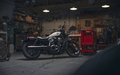 harley davidson nightster, 4k, vista lateral, bicicletas 2024, supermotos, cochera, rh975, 2024 harley davidson nightster, motocicletas americanas, harley davidson
