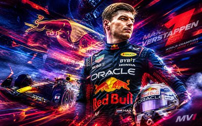 max verstappen, 4k, sininen digitaalinen tausta, formula 1, red bull racing, formula yksi, f1, luova, max verstappen red bull racing, fanitaidetta, hollantilaisia ​​kilpa kuljettajia, max verstappen 4k