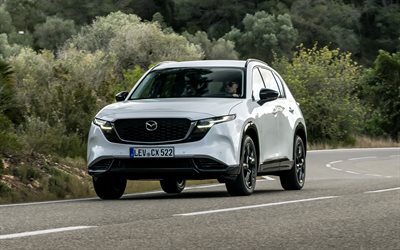 Mazda CX-5, 4k, road, 2026 cars, crossovers, exterior, Mazda CX-5 e-Skyactiv G Homura, White Mazda CX-5, 2026 Mazda CX-5, japanese cars, Mazda