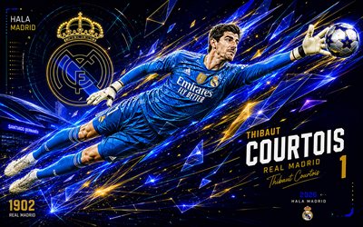 تيبو كورتوا, نادي ريال مدريد لكرة القدم, فن المعجبين, خلفية رقمية بيضاء مجردة, تيبو كورتوا نادي ريال مدريد, الفن الإبداعي, شعار نادي ريال مدريد لكرة القدم, تيبو كورتوا ريال مدريد, كرة القدم, ريال مدريد