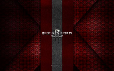 houston rockets, nba, kırmızı ve beyaz örgü doku, houston rockets logosu, amerikan basketbol kulübü, houston rockets amblemi, basketbol, houston, abd