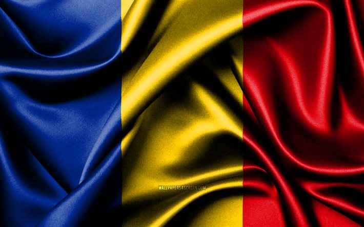 العلم الروماني, 4k, الدول الأوروبية, أعلام النسيج, يوم رومانيا, علم رومانيا, أعلام الحرير متموجة, أوروبا, الرموز الوطنية الرومانية, رومانيا