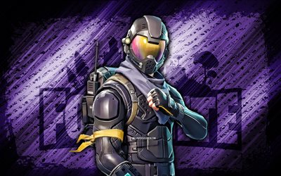 Rogue Agent Fortnite, 4k, violet diagonal background, grunge art, Fortnite, artwork, Rogue Agent Skin, Fortnite characters, Rogue Agent, Fortnite Rogue Agent Skin