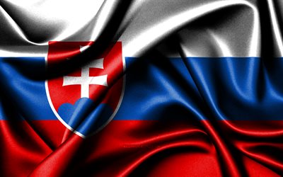 Slovak flag, 4K, European countries, fabric flags, Day of Slovakia, flag of Slovakia, wavy silk flags, Slovakia flag, Europe, Slovak national symbols, Slovakia