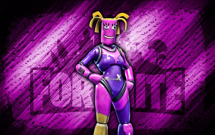 Twistie Fortnite, 4k, violet diagonal background, grunge art, Fortnite, artwork, Twistie Skin, Fortnite characters, Twistie, Fortnite Twistie Skin