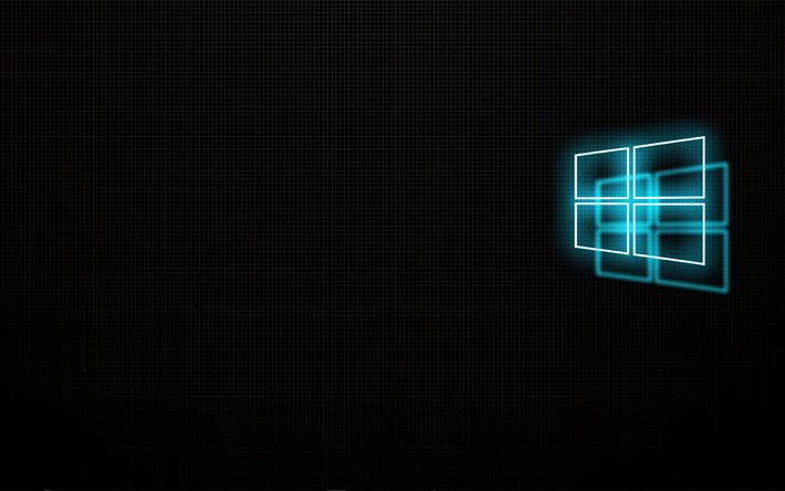 Windows 10 logo, 4k, minimalism, black backgrounds, neon logo, Windows 10, creative, Windows 10 minimalism