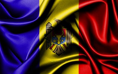 علم مولدوفا, 4k, الدول الأوروبية, أعلام النسيج, يوم مولدوفا, أعلام الحرير متموجة, أوروبا, الرموز الوطنية المولدوفية, مولدوفا