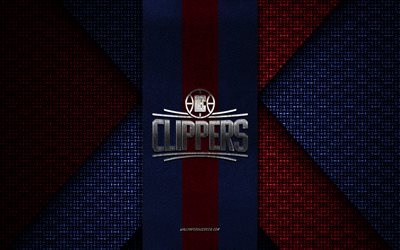 Los Angeles Clippers, NBA, blue red knitted texture, Los Angeles Clippers logo, American basketball club, Los Angeles Clippers emblem, basketball, California, USA