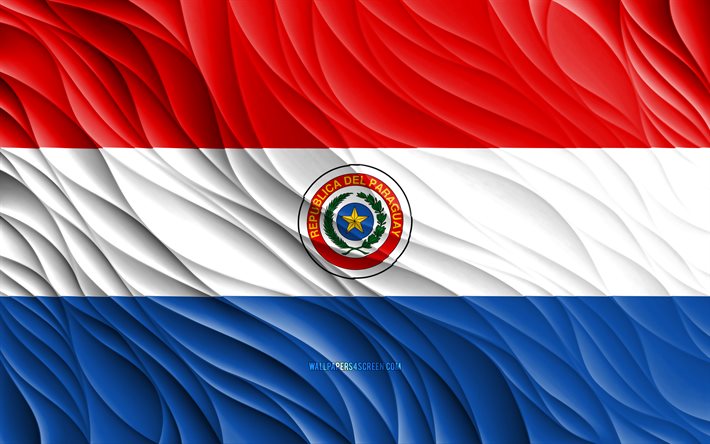 4k, paraguays flagga, vågiga 3d-flaggor, sydamerikanska länder, paraguays dag, 3d-vågor, paraguayanska nationella symboler, paraguay