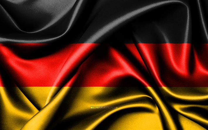 saksan lippu, 4k, euroopan maat, kangasliput, saksan päivä, aaltoilevat silkkiliput, eurooppa, saksan kansalliset symbolit, saksa