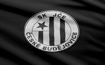 logo del tessuto ceske budejovice, 4k, sfondo in tessuto nero, chnl, bokeh, calcio, logo di ceske budejovice, emblema di ceske budejovice, repubblica ceca, ceske budejovice, cech football club, ceske budejovice fc